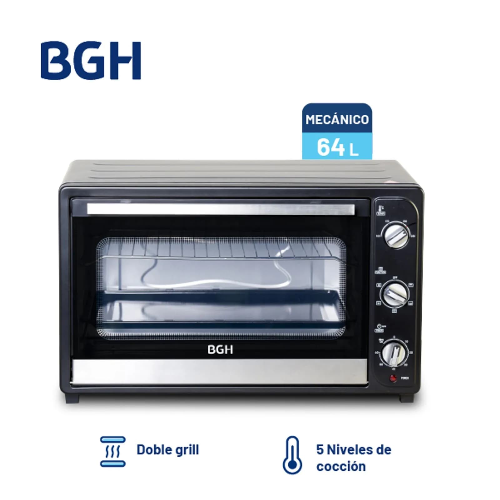 Horno Electrico 65Lts BGH - Mecanico - Negro